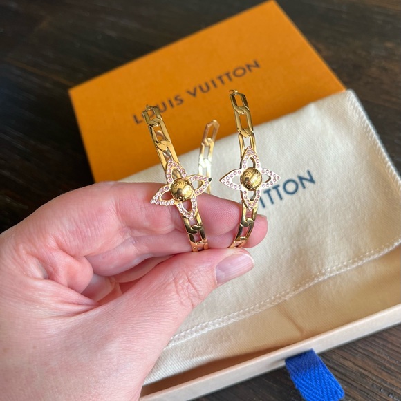 Louis Vuitton crystal flower power hoop earrings - Picture 1 of 11